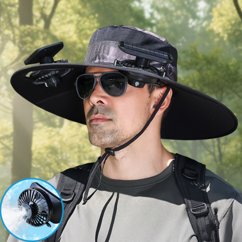 UPF50+ Solar cooling fan cap, Solar fan cap and USBcharging -Cooling