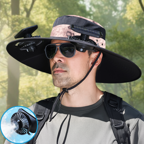 UPF50+ Solar cooling fan cap, Solar fan cap and USBcharging -Cooling