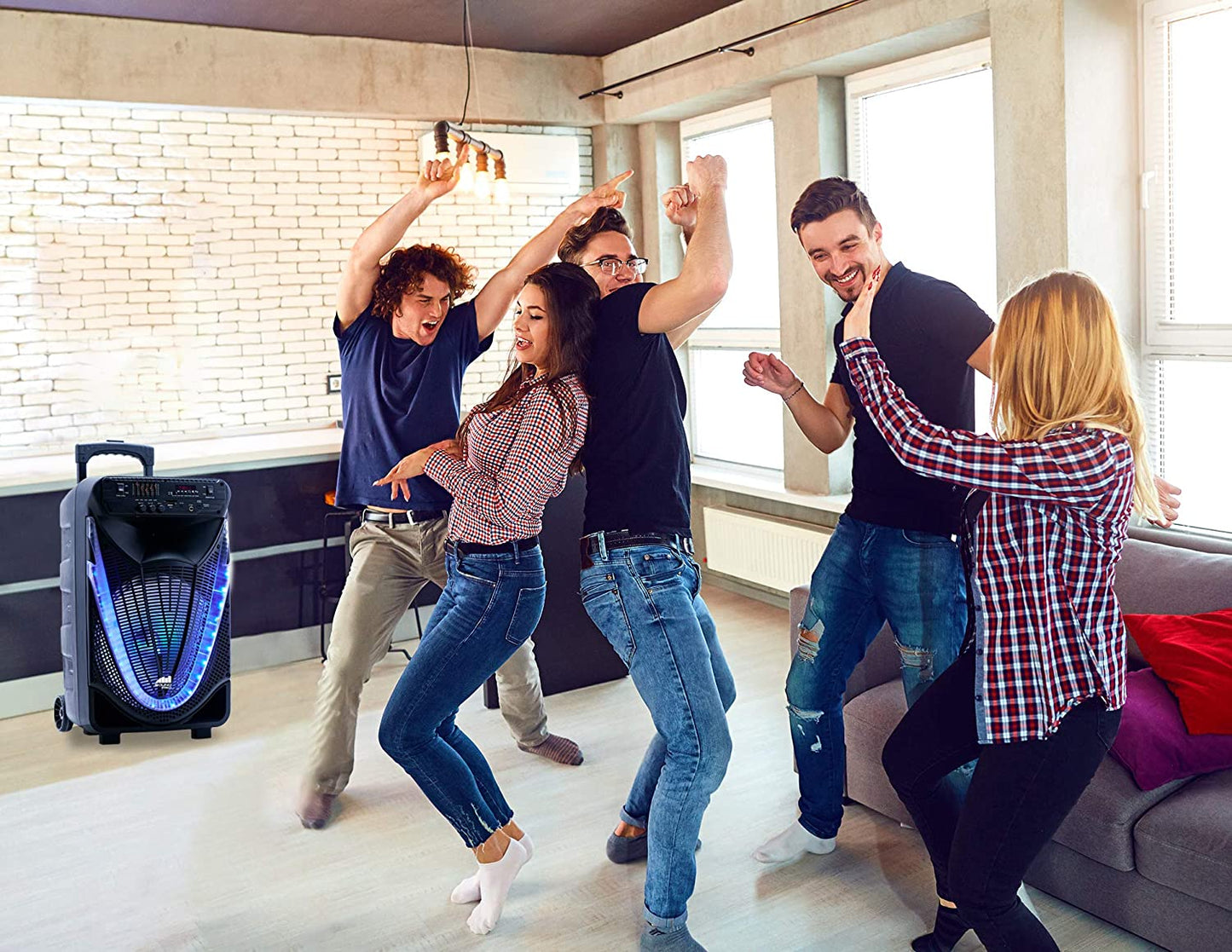 Electronics NDS-1233 12-Inch Bluetooth Portable Party System with Disco Light