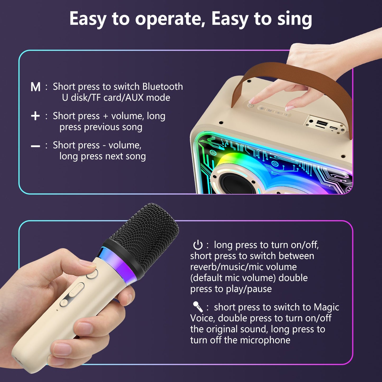 JYX D30 Karaoke With 2 Microphones&Bluetooth Speaker With Wireless