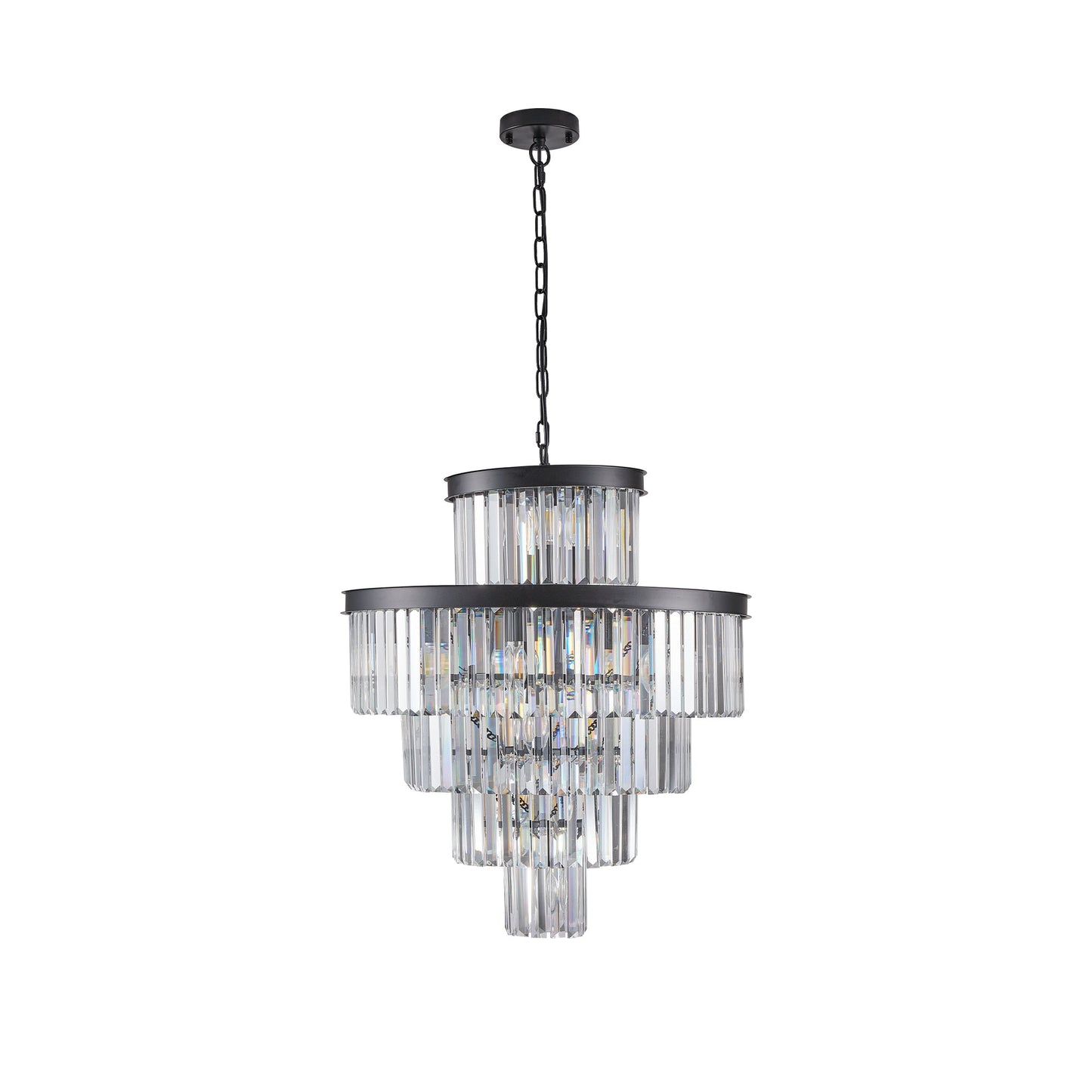 24' Luxury Crystal Chandelier with Black Finish – Elegant 15-Light 5