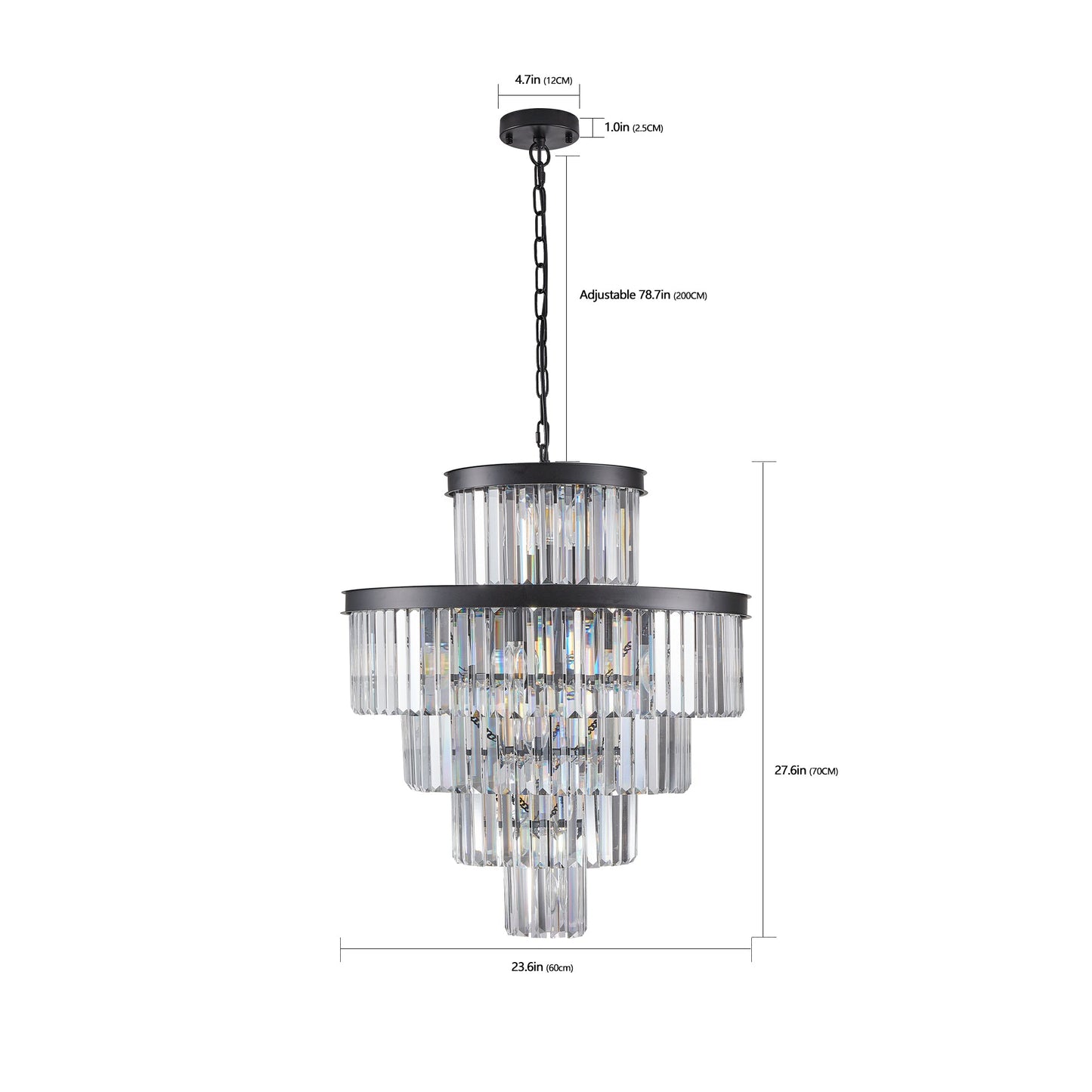 24' Luxury Crystal Chandelier with Black Finish – Elegant 15-Light 5